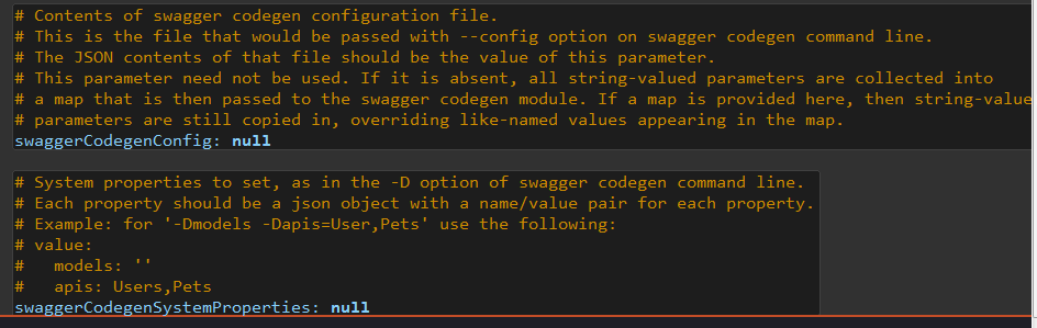 Swagger Codegen GenTemplate Common Parameters